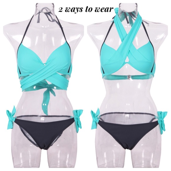 Sexy Criss Cross Push Up Bandage Bikini with Ties - Picture 4 of 7